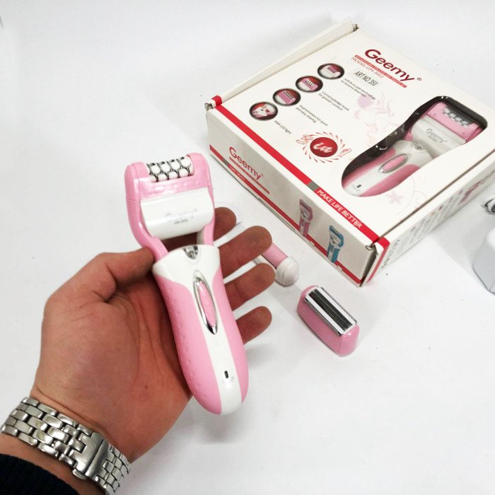 Епілятор депілятор жіночий електричний бездротовий + триммер + пемза 3 в 1 Gemei GM-3052