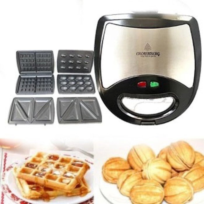 Мультимейкер 4 В 1 Crownberg Cb-1074 750 Вт Гриль Сендвічниця Вафельниця