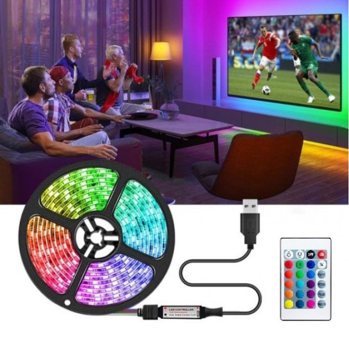 Світлодіодна стрічка SMD 5050 RGB LED 5 м IP65 з bluetooth контролем. підключення 220V