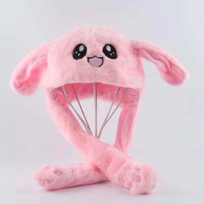 Карнавальна шапка з підсвічуванням: рожевий зайчик з піднімаючими вухами