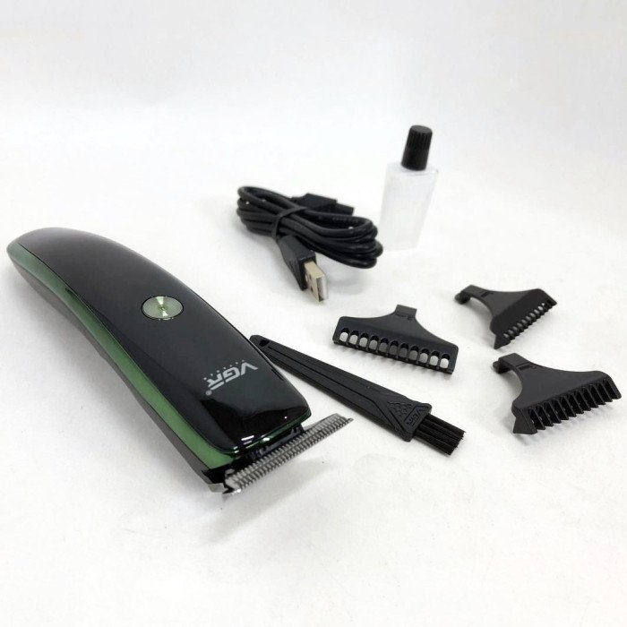 Тример для стрижки волосся та бороди VGR V-966 LED Display, професійна електробритва. Колір: зелений