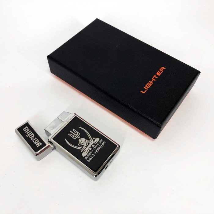 Запальничка газова в подарунковій коробці Доброго вечора! Ми з України! (гостре полум'я) HL-489. Колір: срібло