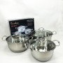 Набір каструль із нержавіючої сталі UNIQUE UN-5071 6 предметів, Каструлі з прозорими кришками