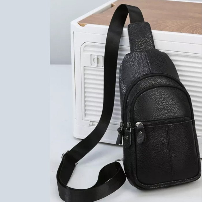 Стильна чоловіча шкіряна сумка через плече, натуральна шкіра флотар, якісна фурнітура