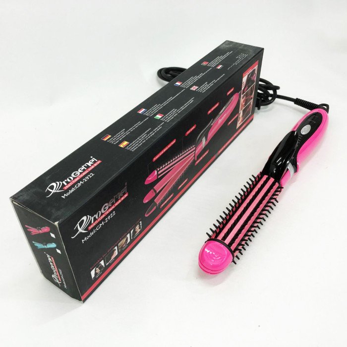 Плойка-праска 3в1 Gemei GM-2922, Сучасні щипці для завивки волосся, Прилад для завивки. Колір: рожевий