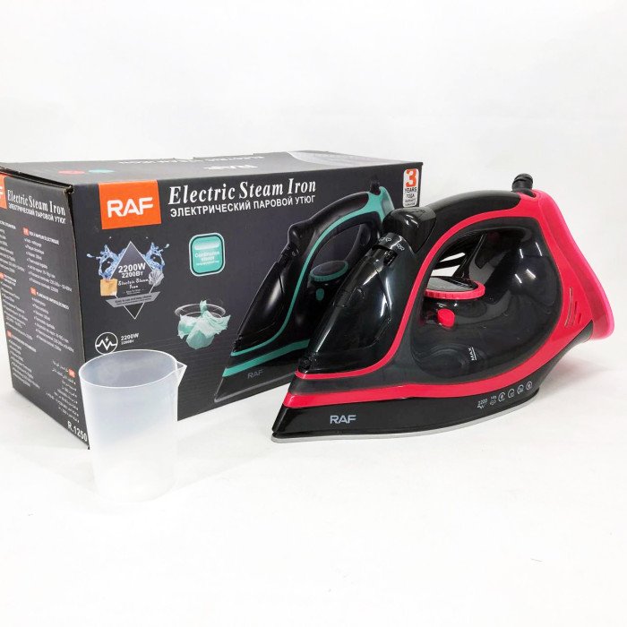 Праска парова RAF R.1250 з керамічною підошвою та функцією самоочищення 2200 Вт. Колір: червоний