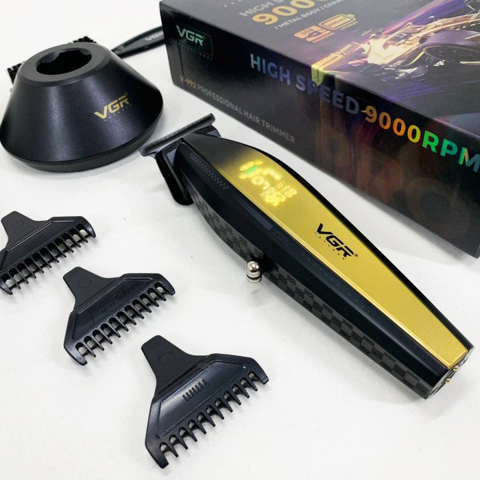 Машинка для стрижки волосся з потужним мотором XPRO VGR V-992 GOLD з насадками 1-2-3 мм