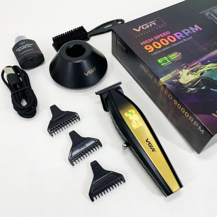Машинка для стрижки волосся з потужним мотором XPRO VGR V-992 GOLD з насадками 1-2-3 мм