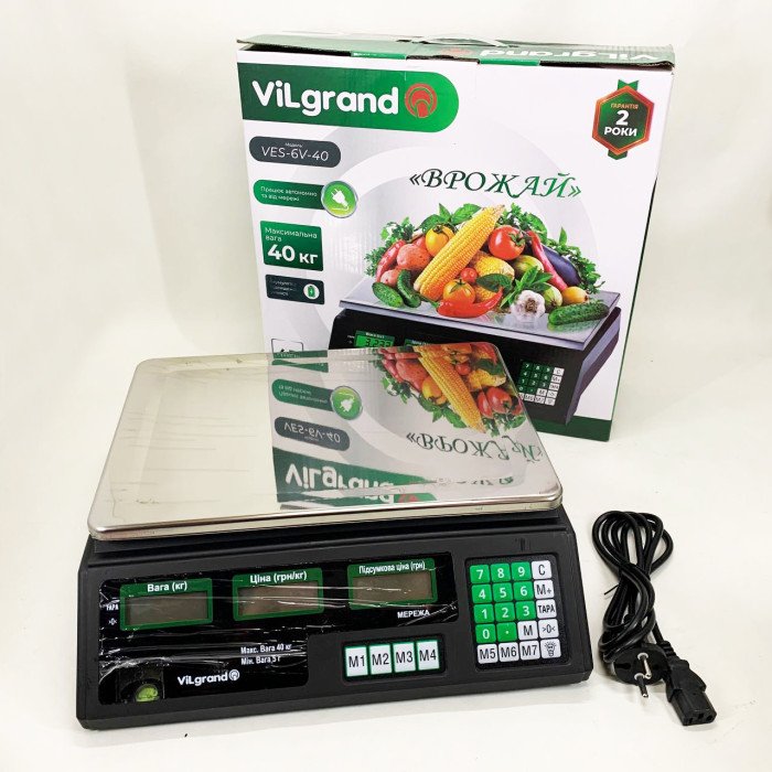 Ваги торговельні ViLgrand VES-6V-40 40 кг з калькулятором та акумулятором