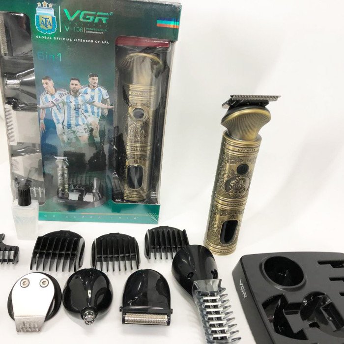 Професійний набір/машинка для стрижки волосся 6 в 1 VGR V-106, бритва триммер для бороди