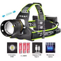 Універсальний налобний над яскравий ліхтар BL-A14-3 P160