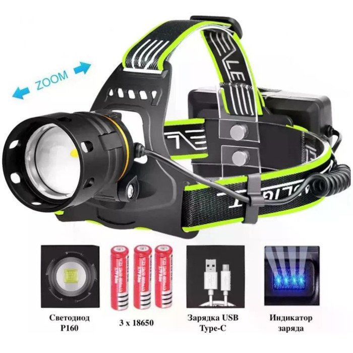 Універсальний налобний над яскравий ліхтар BL-A14-3 P160