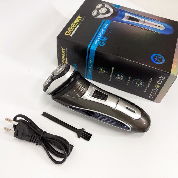 Електробритва GEEMY GM-7090 3 в 1 тример, бездротова електробритва, Тример для вусів. Колір: синій