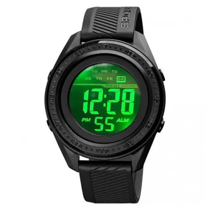 Годинник наручний чоловічий SKMEI 1638BKWT BLACK-WHITE, годинник наручний електронний тактичний. Колір: чорний