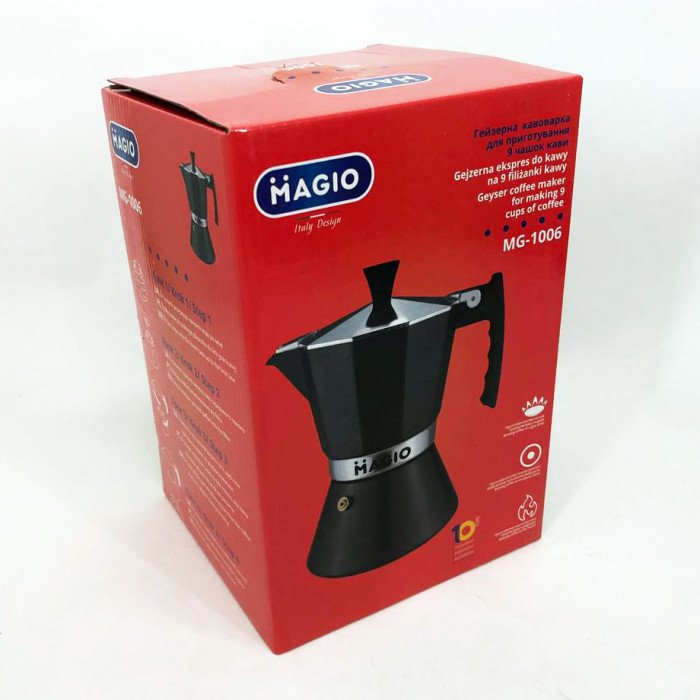 Гейзерна кавоварка Magio MG-1006 450 мл, Гейзер для кави, Кавоварка еспресо для плити