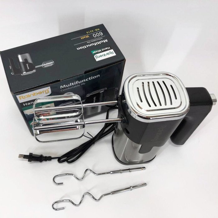 Міксер Rainberg RB-2215 ручний на 5 режимів 600 Вт + 2 види насадок, найкращий ручний міксер для кухні