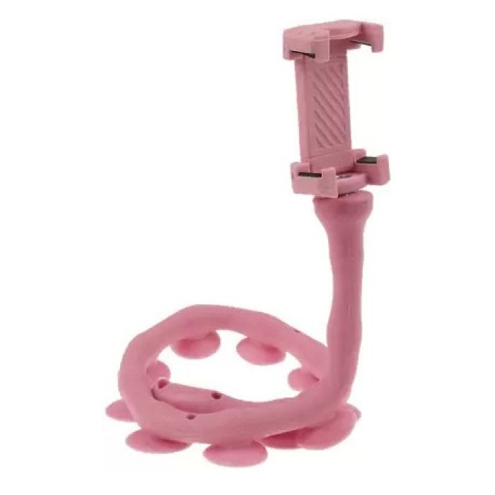 Гнучкий тримач для телефону з універсальними присосками Cute Worm Lazy Holder. Колір: рожевий