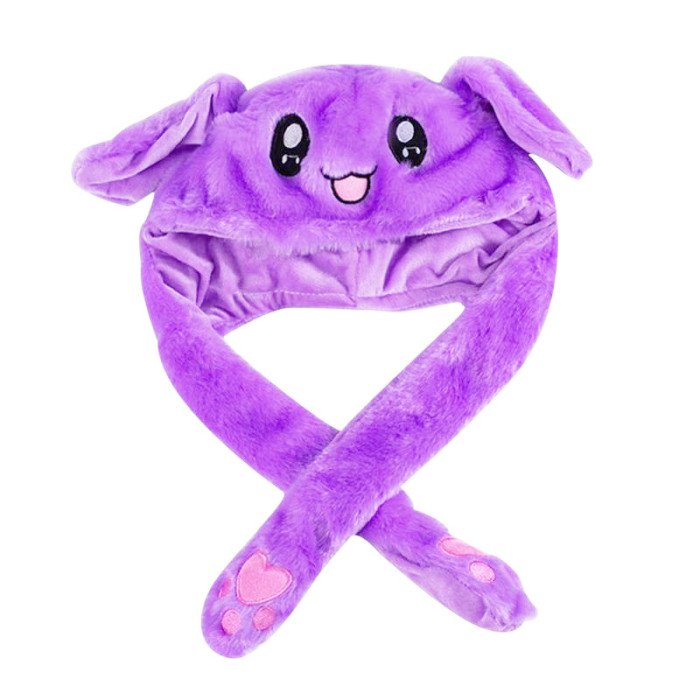 Карнавальна шапка з підсвічуванням: фіолетовий зайчик з вухами, що піднімаються