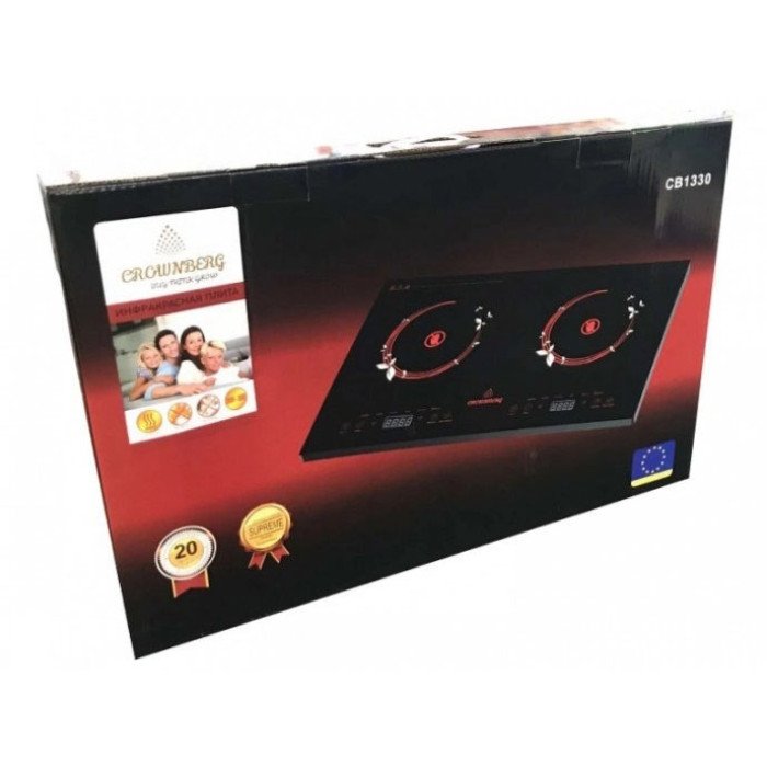 Інфрачервона двокомфоркова плита Crownberg CB-1330 із сенсорним керуванням 2000 Вт
