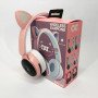 Бездротові навушники ST77 LED з котячими вушками, що світяться. Колір: рожевий