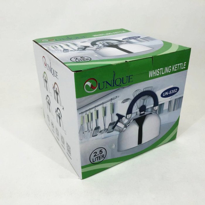Чайник Unique зі свистком UN-5302 2,5л, Чайник для газ плити, Чайник газовий, Гарний. Колір: коричневий