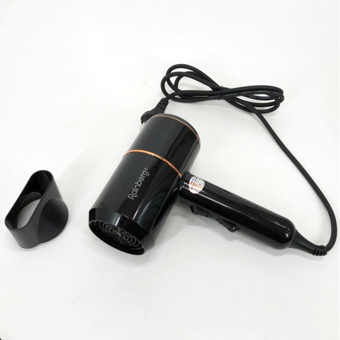 Фен для укладання та сушіння волосся Rainberg RB-2211 + насадка-концентратор, професійний фен. Колір: чорний