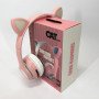 Навушники накладні бездротові ST37M зі котячими вушками, що світяться. Колір: рожевий