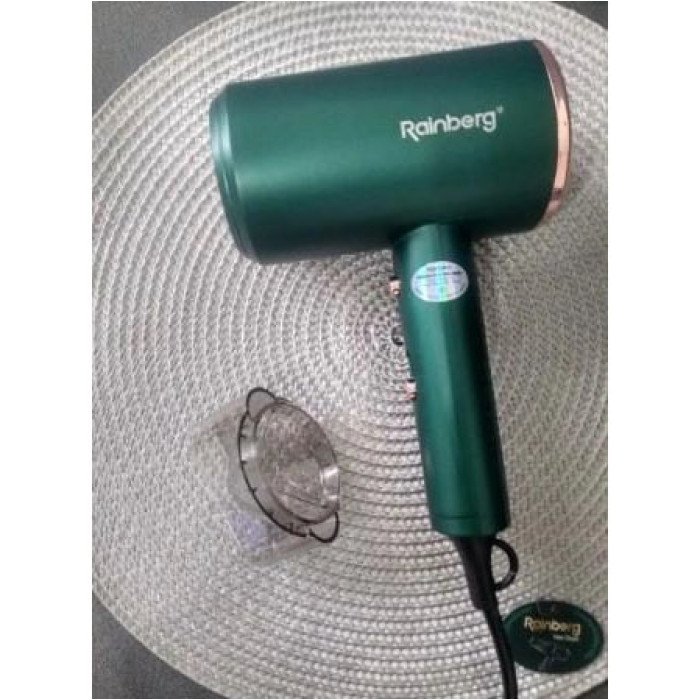 Фен для укладання та сушіння волосся Rainberg RB-2211 + насадка-концентратор, гарний потужний фен. Колір: зелений