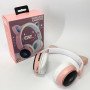 Бездротові навушники ST77 LED з котячими вушками, що світяться. Колір: рожевий
