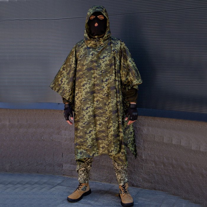 Пончо ЗСУ, Дощовик пончо чоловічий, Тактичний дощовик пончо, Дощовик плащ-намет, Дощовик пончо