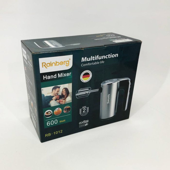 Міксер ручний електричний Rainberg RB-1012 600W Нержавіюча сталь, ручний міксер для кухні, потужний міксер