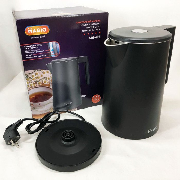 Електрочайник-термос Magio MG-491 1.7 л, електронний чайник, дисковий чайник, чайник електро