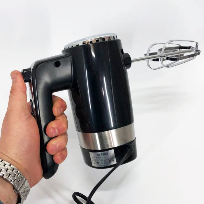 Міксер ручний Rainberg RB-2216 (5 швидкостей, 2 насадки та підставка) 600W, потужний міксер блендер ручний