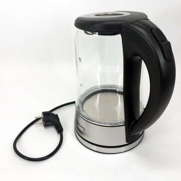 Чайник електричний скляний електрочайник з LED підсвічуванням Rainberg RB-704 2 л 2200 Вт