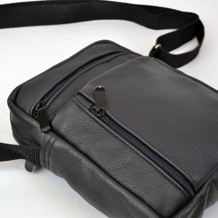 Елегантна чоловіча шкіряна сумка-месенджер із натуральної шкіри на 5 відділень, чоловіча сумка через спину