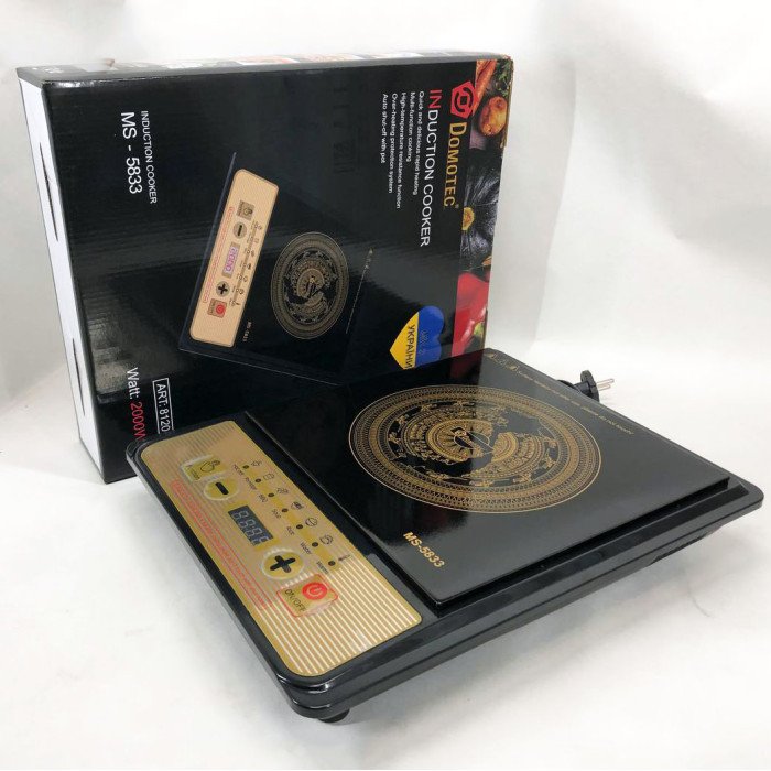 Настільна плита Domotec MS-5833 Однокомфортна Індукційна, електроплита 2000 Вт, плита домашня