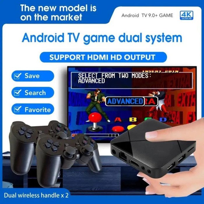 Ігрова консоль приставка для телевізора 4K система Android TV 10 4G Wi-Fi HD з двома джойстиками