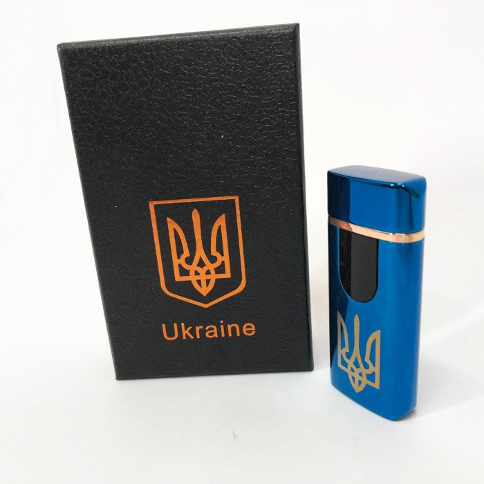 Електрична та газова запальничка Україна із USB-зарядкою HL-431, запальничка спіральна. Колір: синій