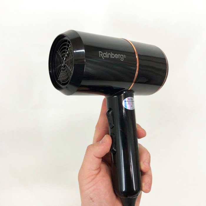 Фен для укладання та сушіння волосся Rainberg RB-2211 + насадка-концентратор, професійний фен. Колір: чорний