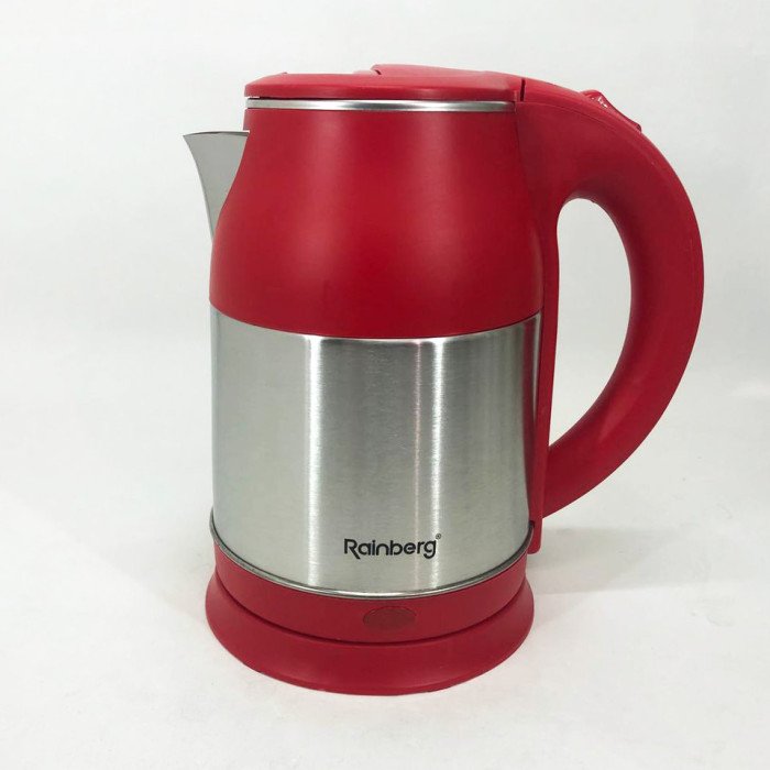 Електрочайник Rainberg RB-808 2 л нержавіюча сталь, стильний електричний чайник. Колір: червоний