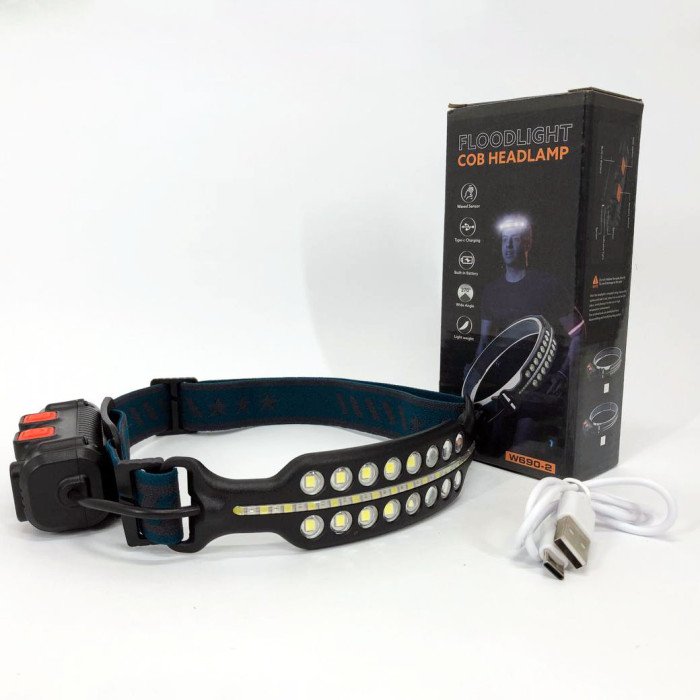 Ліхтар налобний Bailong BL W690-2 акумуляторний з датчиком руху та червоним світлом