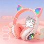 Бездротові навушники LED з котячими вушками CAT STN-28. Колір: рожевий