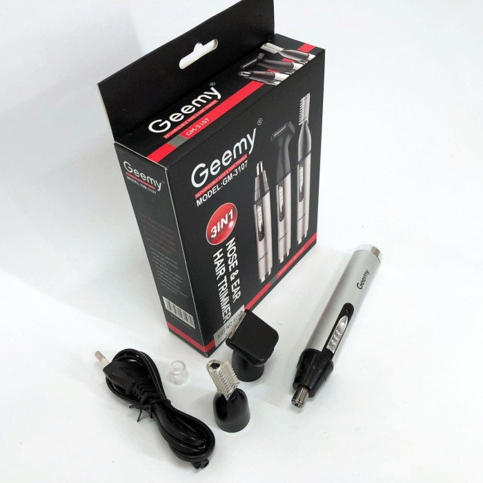 Тример для носа та вух GEMEI GM-3107 3в1, електробритва з насадками для бороди, триммер для бороди