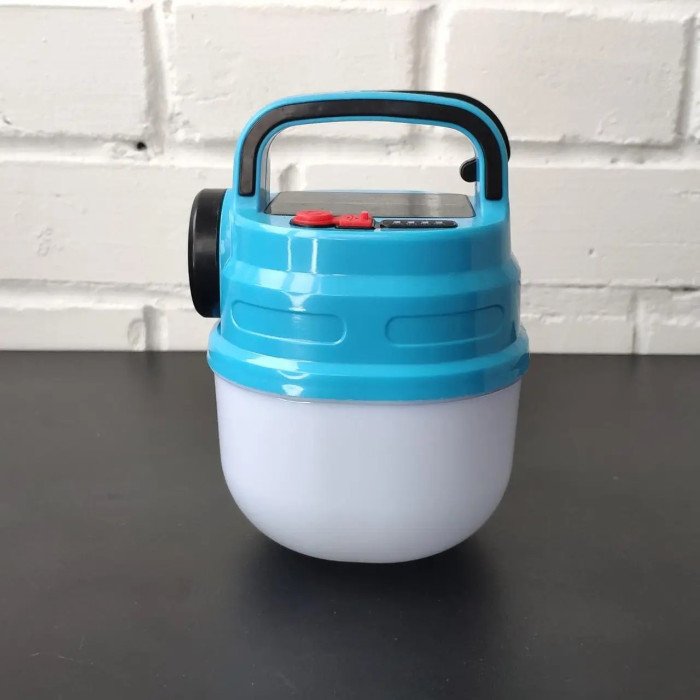 Підвісний ліхтар світильник LED з гачком для кемпінгу, ліхтариком та сонячною панеллю. Колір: синій