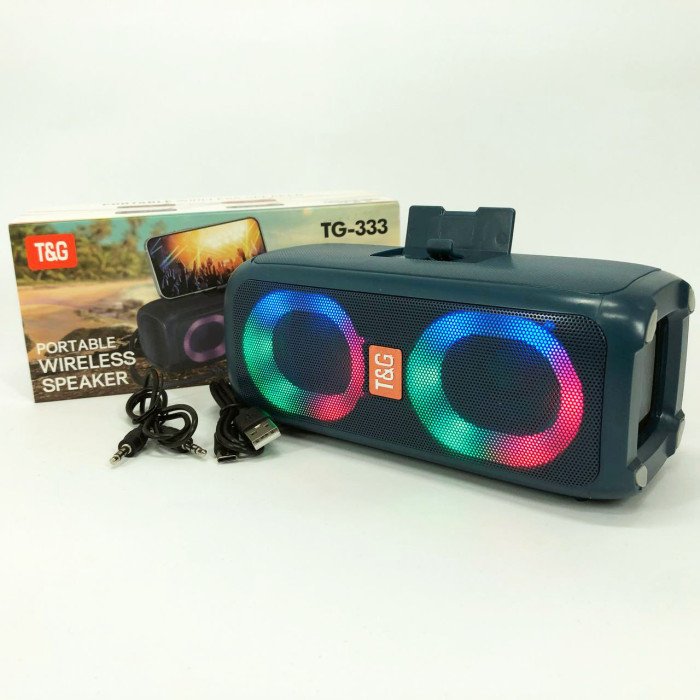 Портативна колонка TG333 2x5W з RGB підсвічуванням, гучна блютуз колонка. Колір: синій