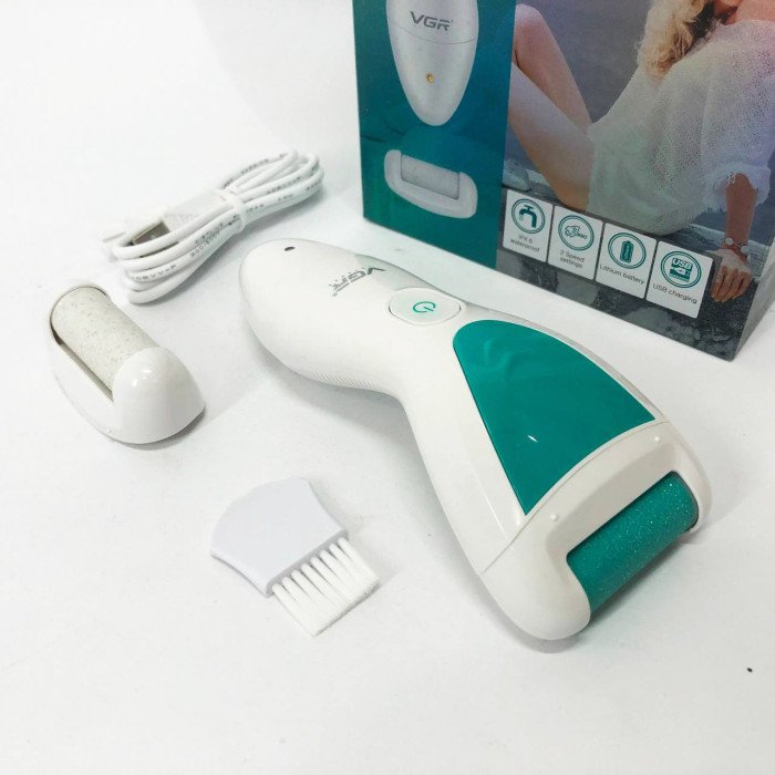 Електрична пемза для ніг з 2 насадками, від USB, VGR V-812 / Акумуляторна пемза для п'ят / Електропемза