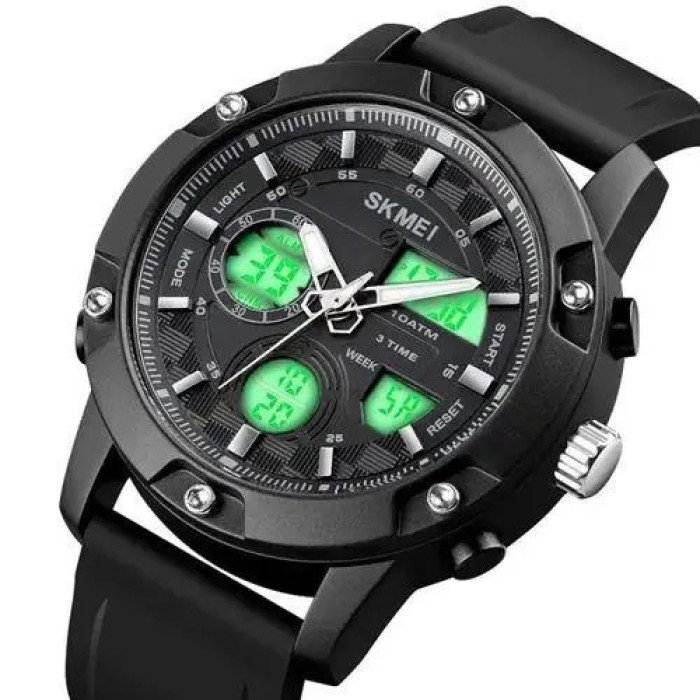 Годинник наручний чоловічий SKMEI 1757BKWT BLACK-WHITE, армійський годинник протиударний. Колір: чорний