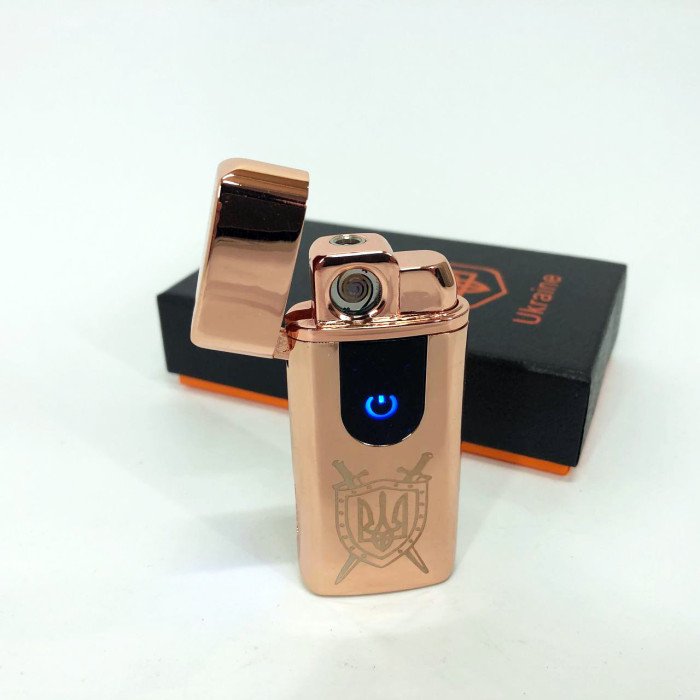 Електрична та газова запальничка Україна з USB-зарядкою HL-431, Юсб запальничка. Колір: золотий