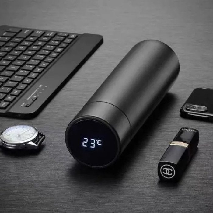 Термос з індикатором температури 0.5 л, Розумний термос з металевим корпусом, Розумний термос з екраном