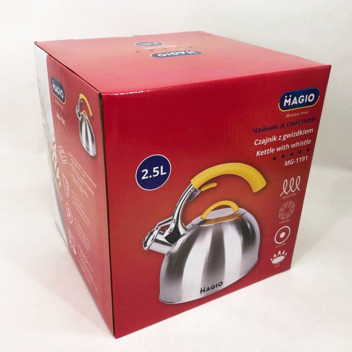 Чайник Magio MG-1191 2.5 Л зі свистком, гарний чайник для газової плити, чайник на плиту, чайник газовий
